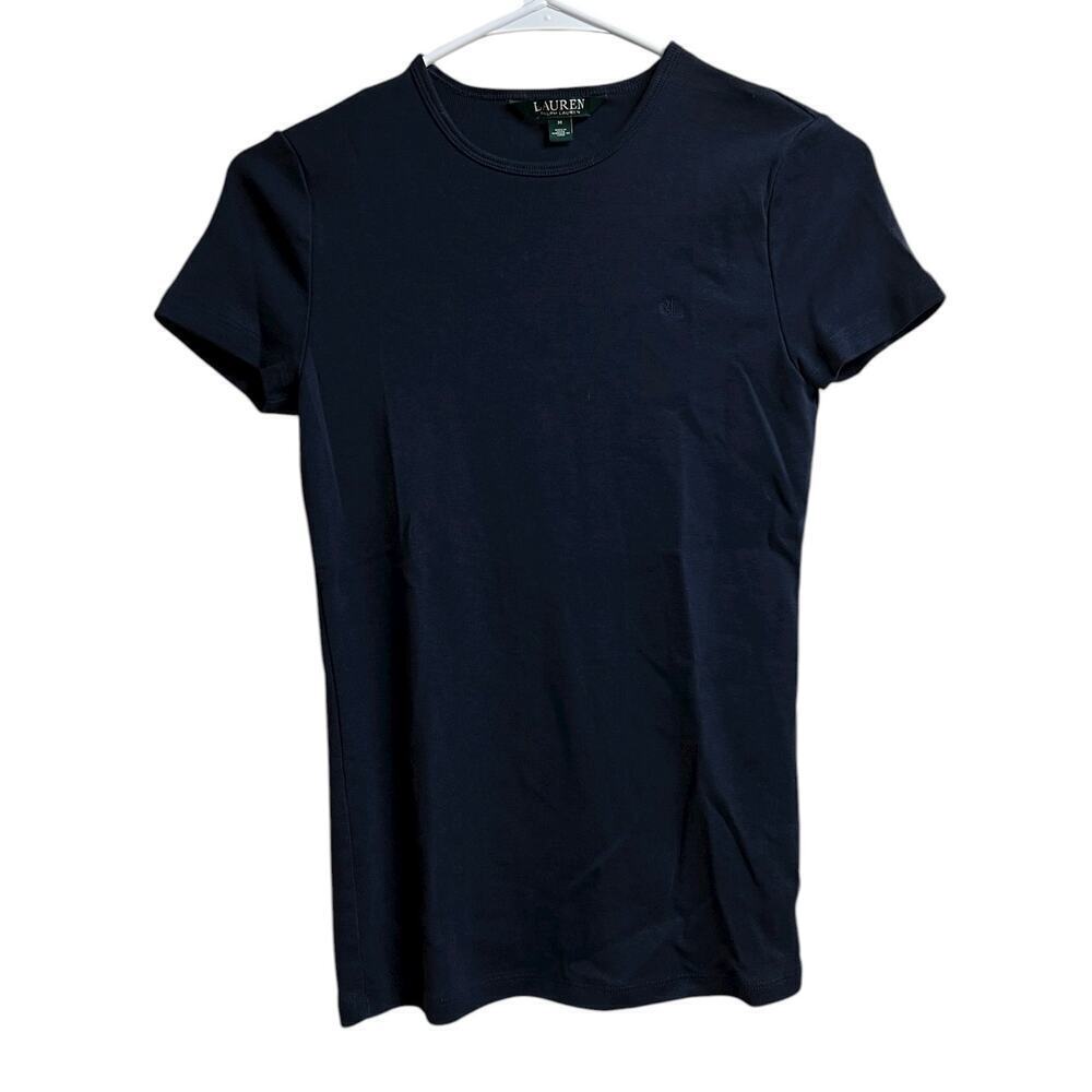 Lauren Ralph Lauren Cotton Crew Neck Slim Fitting T-Shirt Navy Blue Medium
